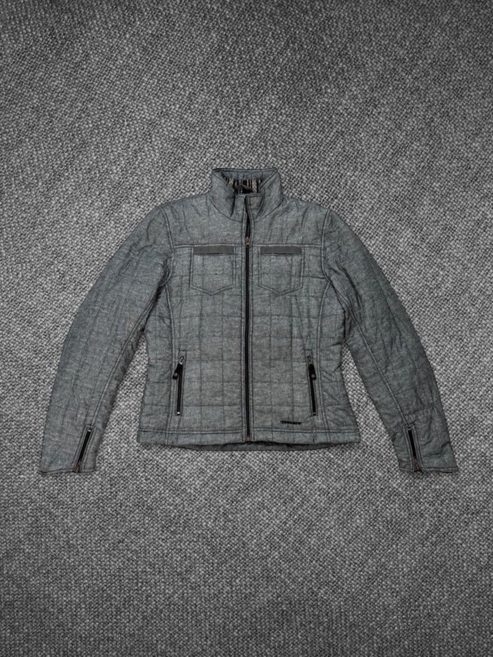 Women’s Size Medium Gray Quilted PrimaLoft Insulated Full-Zip Jacket
